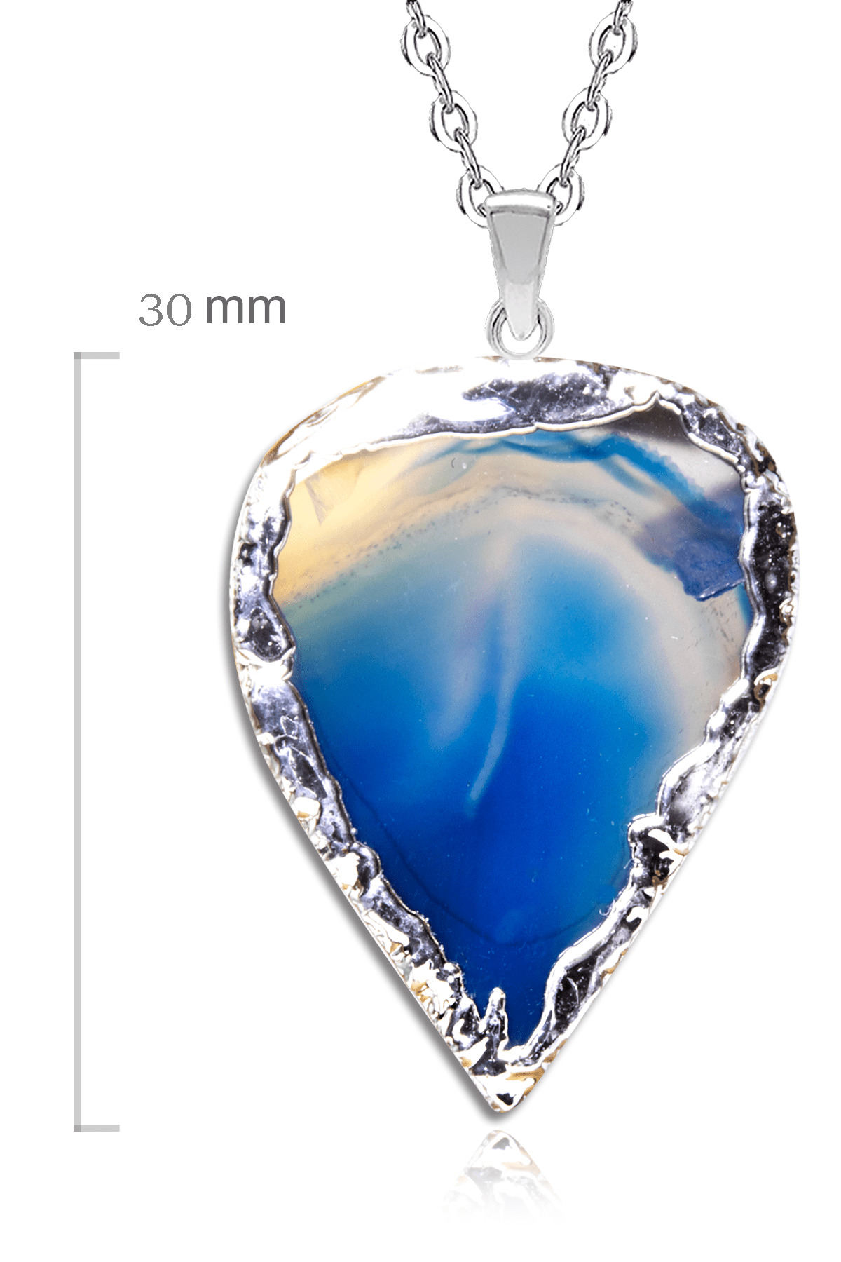 Sertifikalı Doğal Mavi Desenli Akik Taşı Kolye Doğal Mavi Renk 3 45 cm