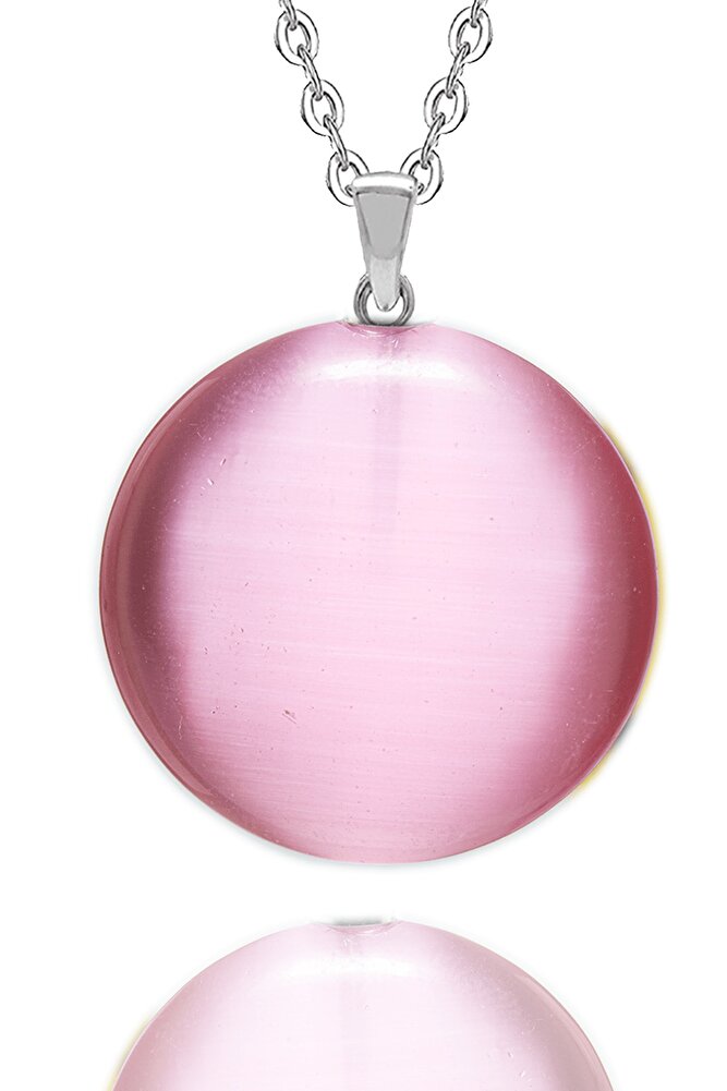 Sertifikalı Yuvarlak Doğal Pembe Akik Taşı Kolye