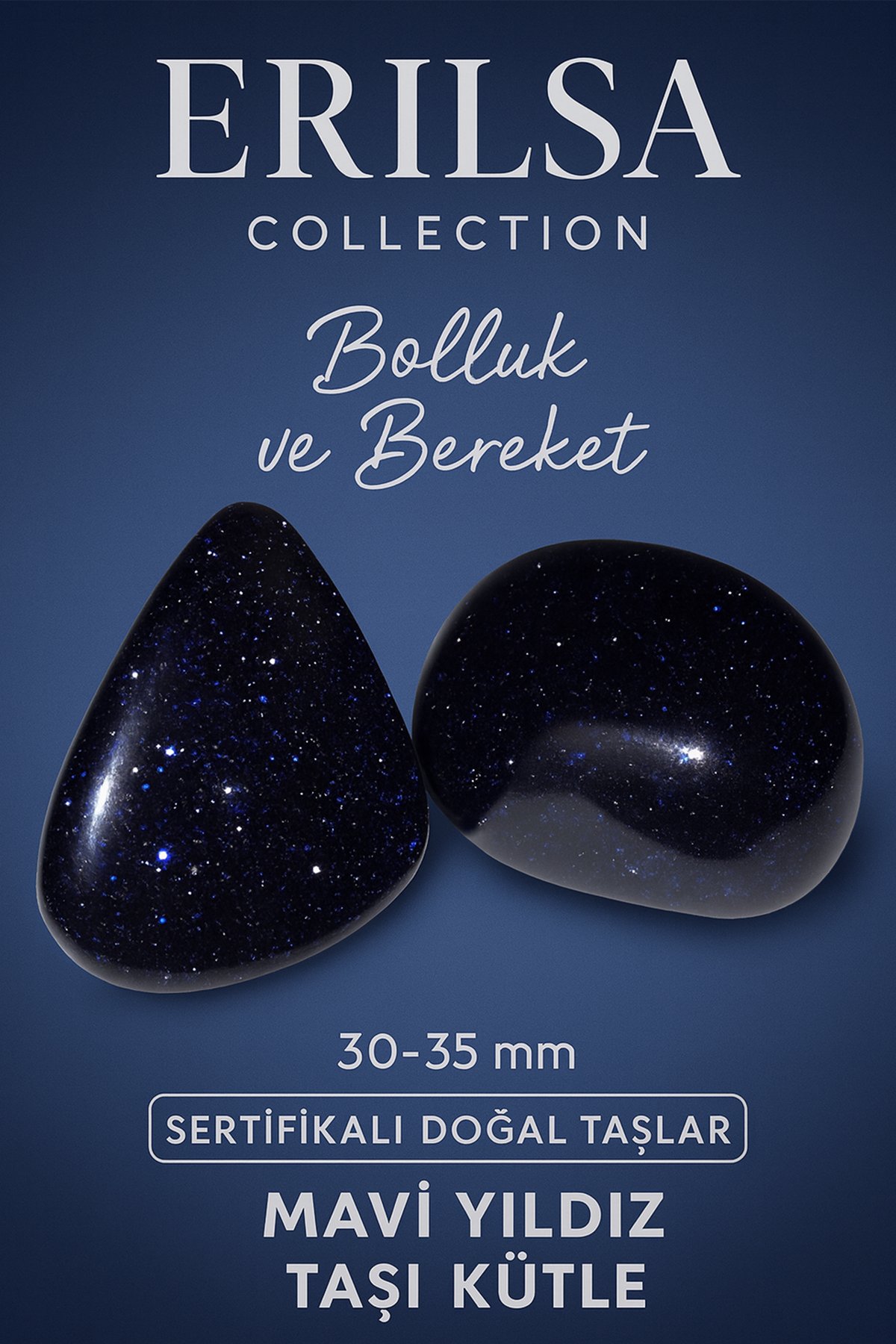 Sertifikalı Mavi Yıldız Taşı Kütle 30-35 mm – Doğal Bolluk ve Bereket Taşı