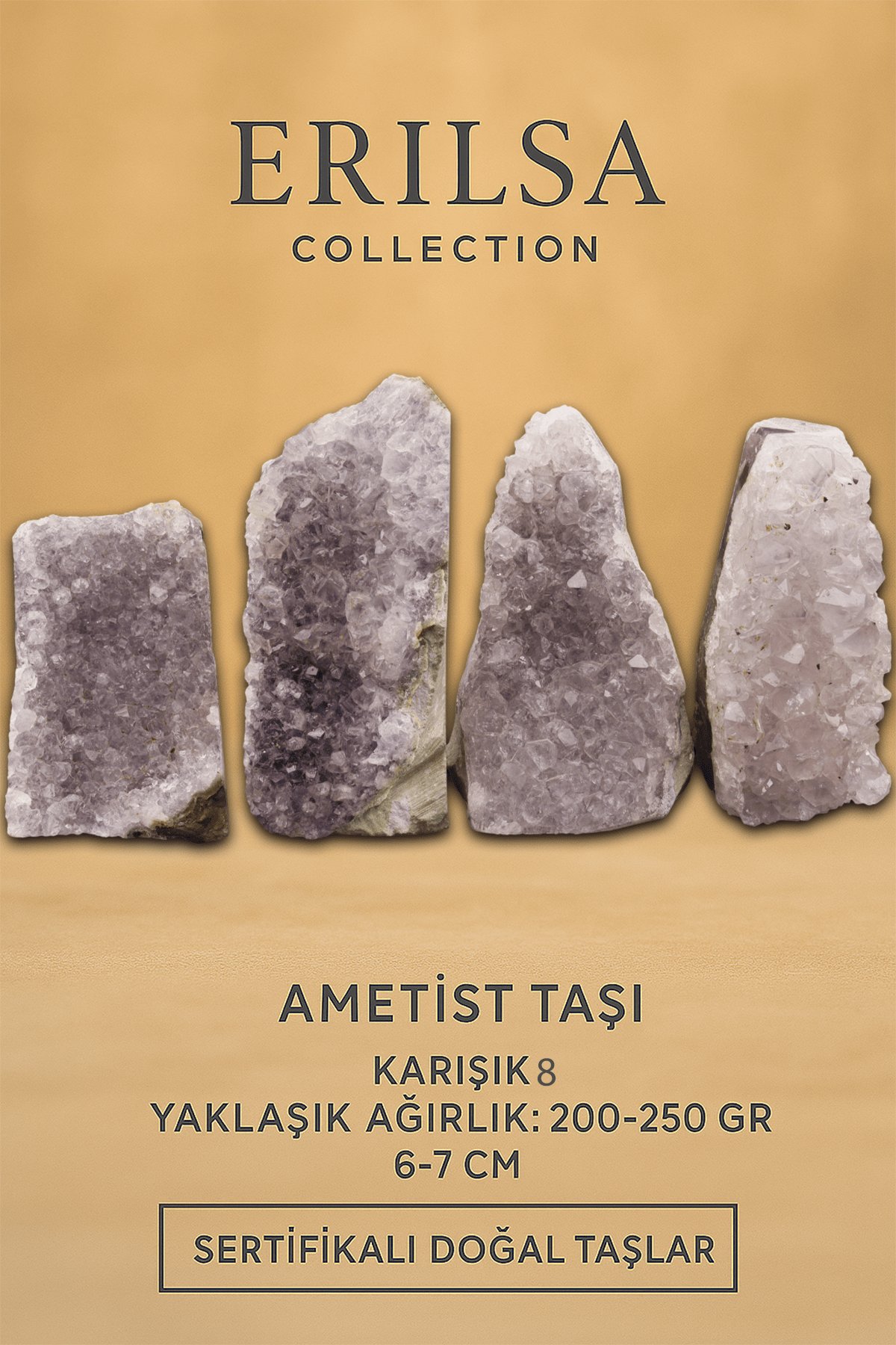 Sertifikalı Ametist Taşı Kütlesi 200-250 Gr – Doğal Ham Kristal Şifa Taşı Stresi Azalt Huzur Ver