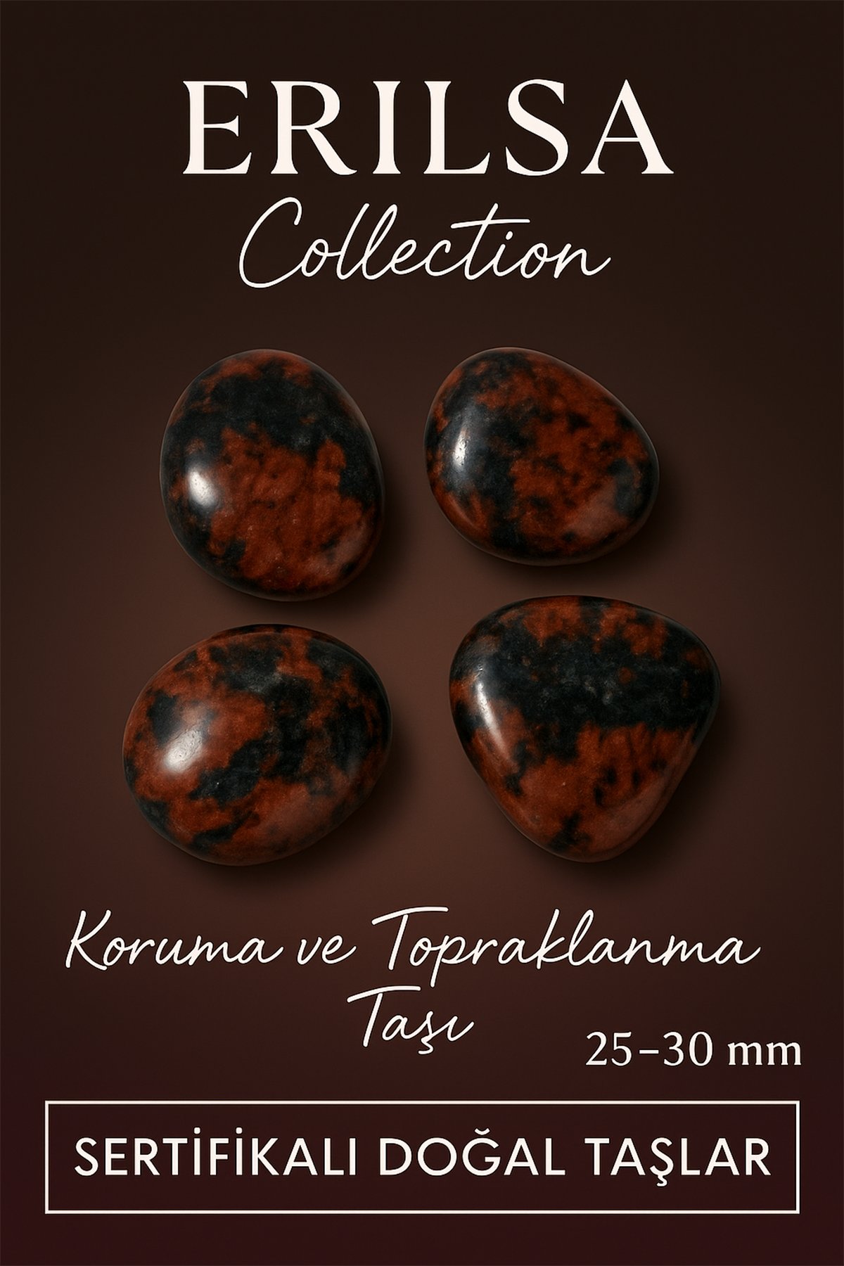 Sertifikalı Mahogany Obsidyen Taşı Kütle 25–30 mm Koruma Güç ve Topraklanma Enerjisi Taşı