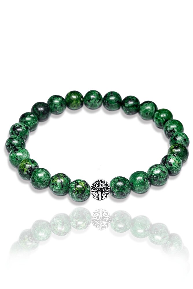 Sertifikalı Gerçek Doğal Yeşim Taşı Bileklik - Gümüş Aparatlı