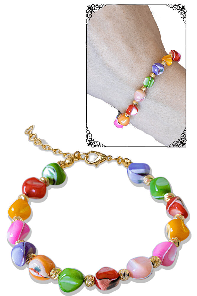 Sertifikalı Renkli Sedef Taşı Bileklik - Ayarlamalı