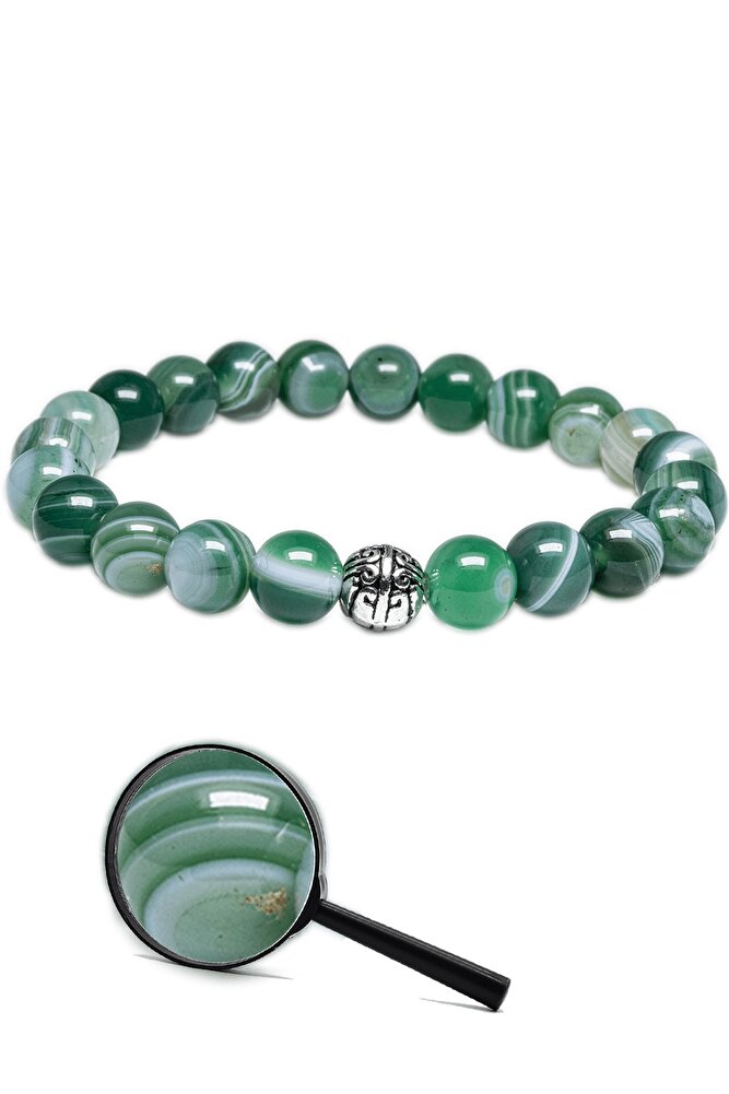 Sertifikalı A Kalite Doğal Yeşil Akik Taşı Bileklik