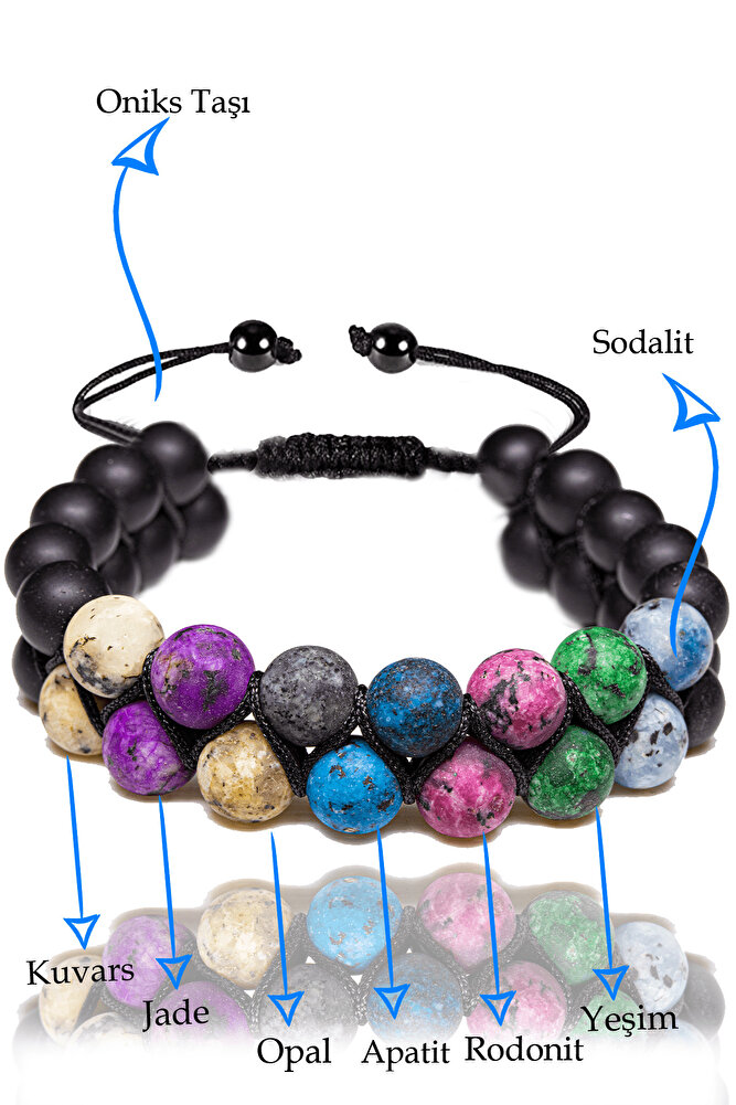 Sertifikalı Terazi Burcu Doğal Taş Bileklik - Makrome