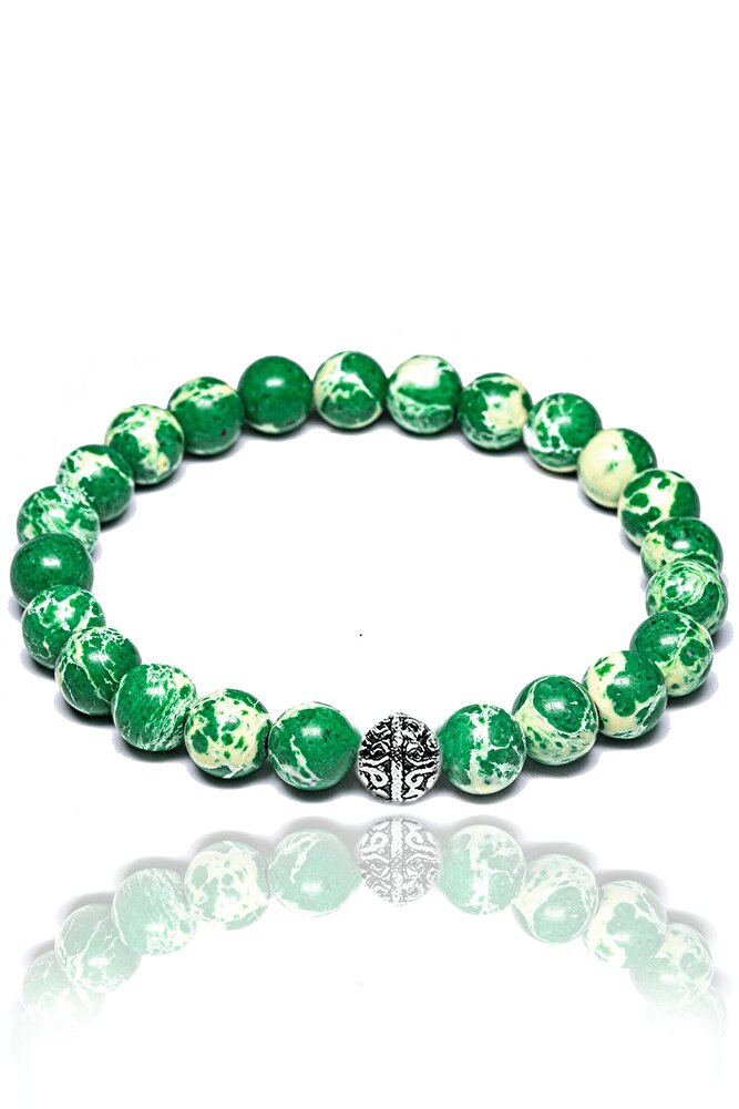 Sertifikalı Gümüş Aparatlı Doğal Yeşil Varisit Taşı Bileklik