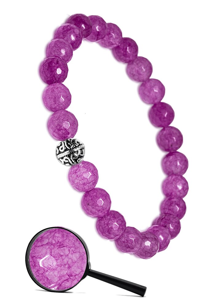 Sertifikalı Gümüş Aparatlı Fasetli Doğal Çilek Kuvars Taşı Bileklik