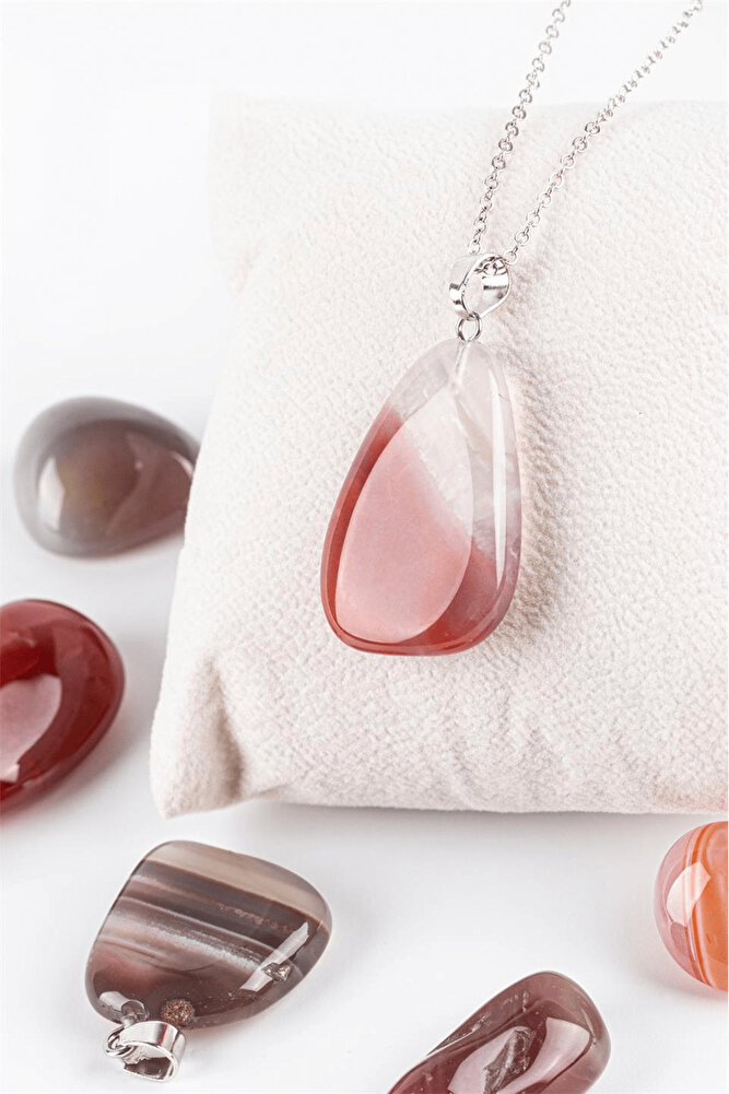 Sertifikalı Tımbıl Model Karnelyan Akik Taşı Kolye (Karneol Taşı)