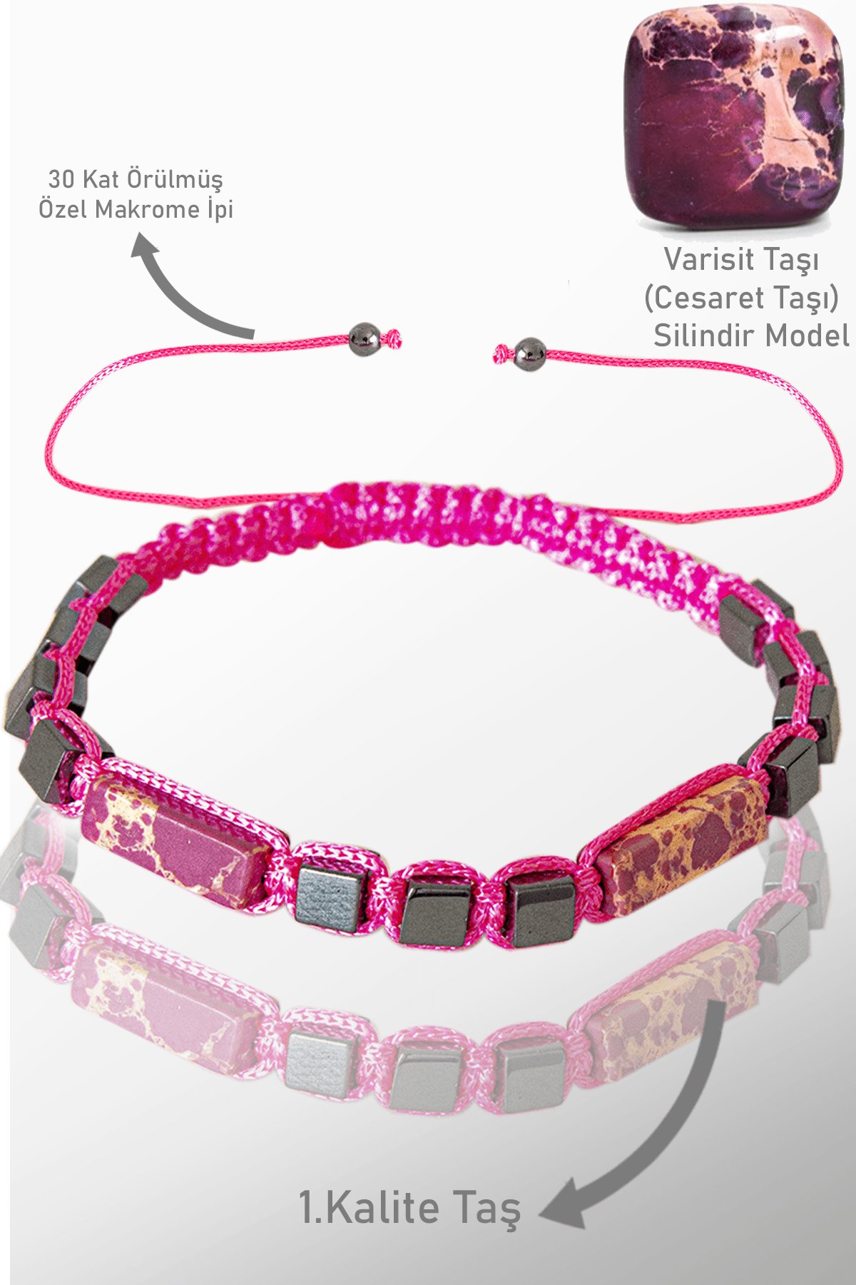 Sertifikalı Gerçek Terahertz - Mor Varisit Taşı Bileklik - Ayarlamalı