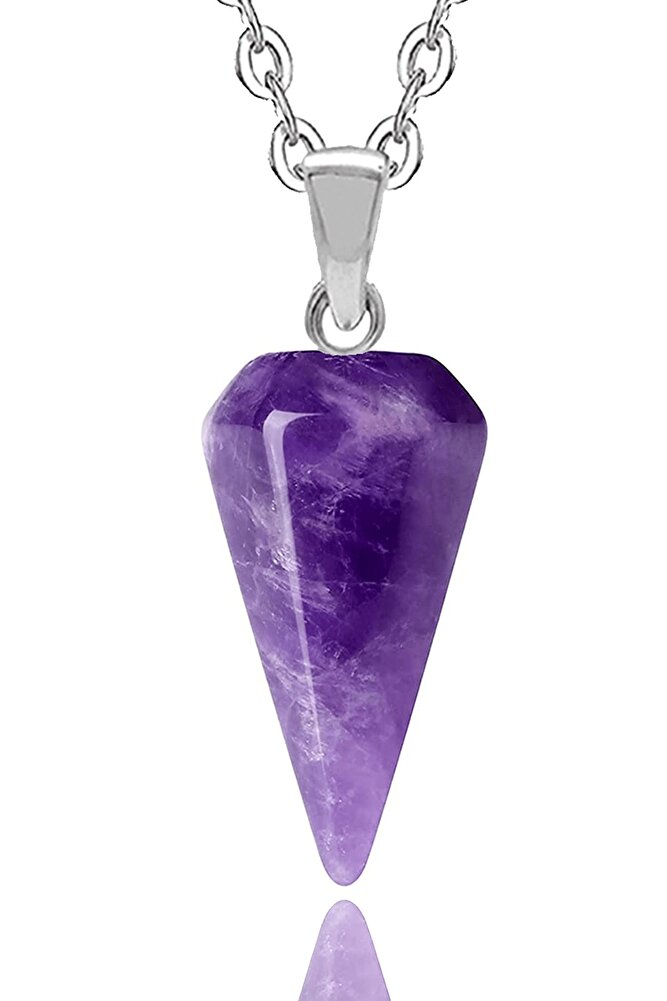 Sertifikalı Doğal Ametist Doğal Taş Pandül Kolye