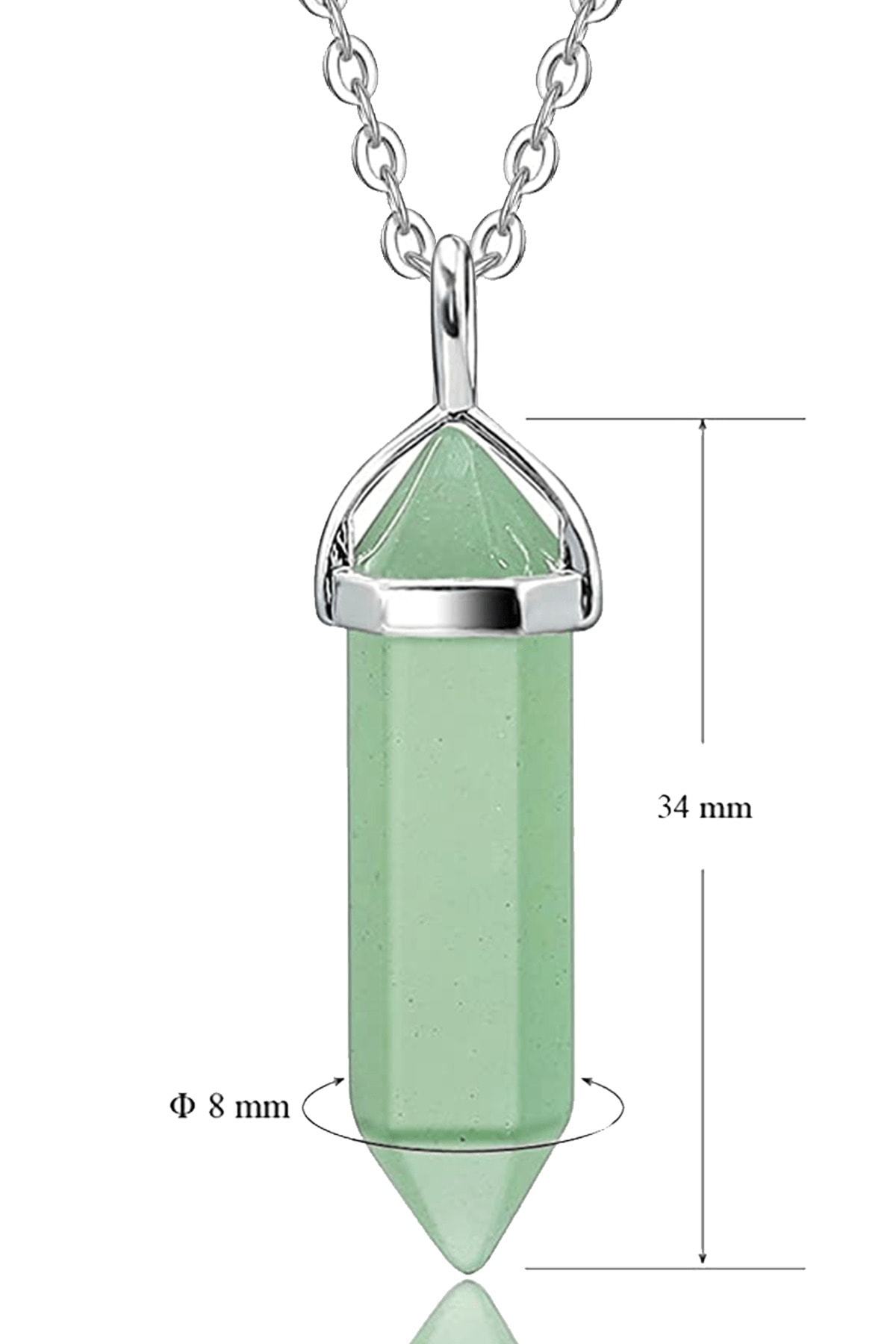 Sertifikalı Çivi Model Aventurin Taşı Kolye Doğal Açık Yeşil Renk