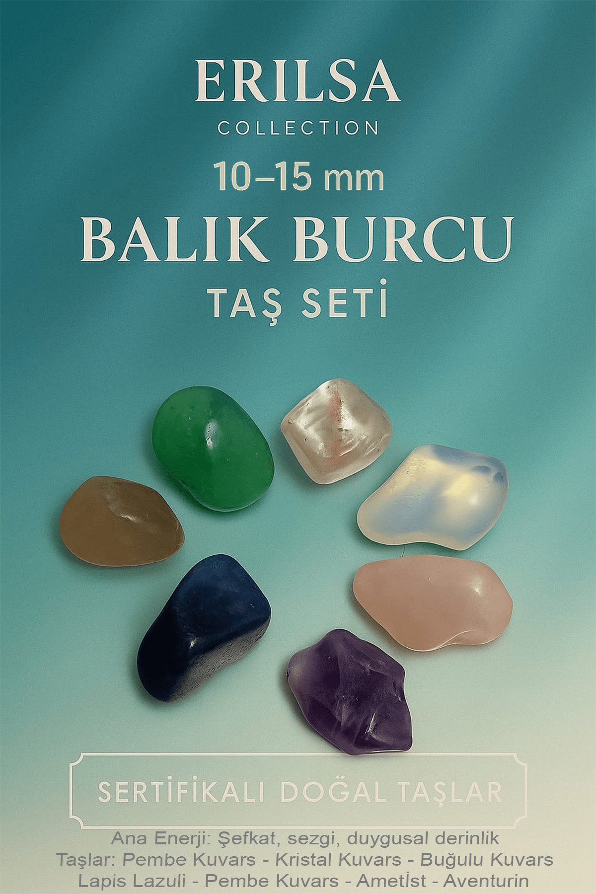 Sertifikalı Balık Burcu Doğal Taş Kütle Seti 10-15 mm - Şefkat ve Sezgi Enerjisini Güçlendirir