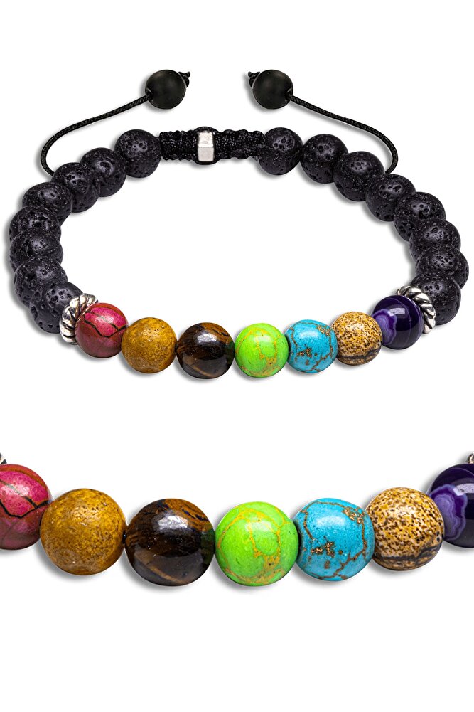 Para Şifa Huzur Sertifikalı Doğal Lav Mercan Akik Kaplan Gözü Varisit Firuze Jasper Ametist Bileklik