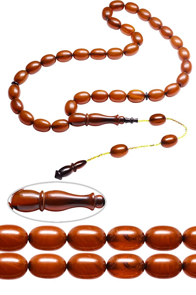 Sertifikalı Sistemli Hareli Osmanlı Benzetmesi Çubuk Sıkma Kehribar Tesbih