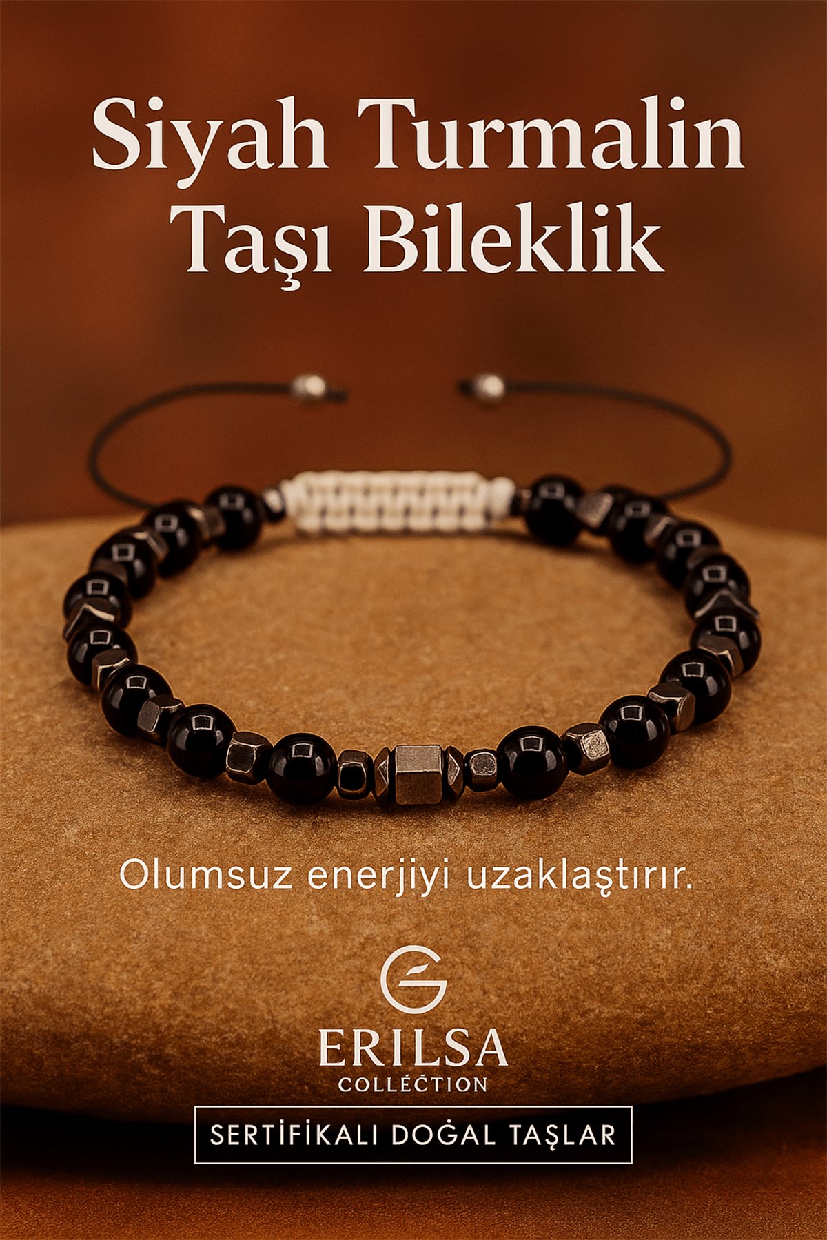 Sertifikalı Terahertz - Siyah Turmalin Taşı Bileklik Negatif Enerjiyi Uzaklaştır ve Koruma Sağla