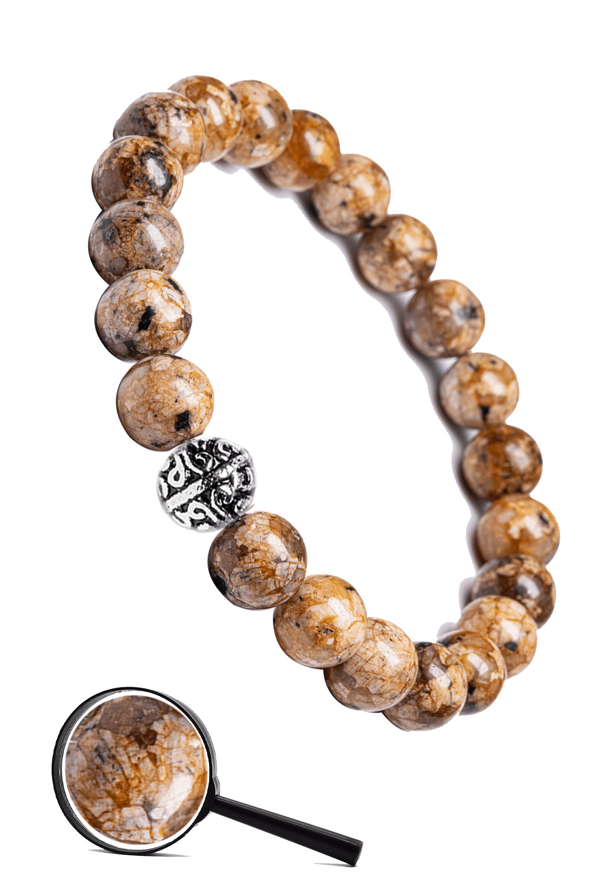 Sertifikalı Gümüş Aparatlı Doğal Jasper Taşı Bileklik Renkli