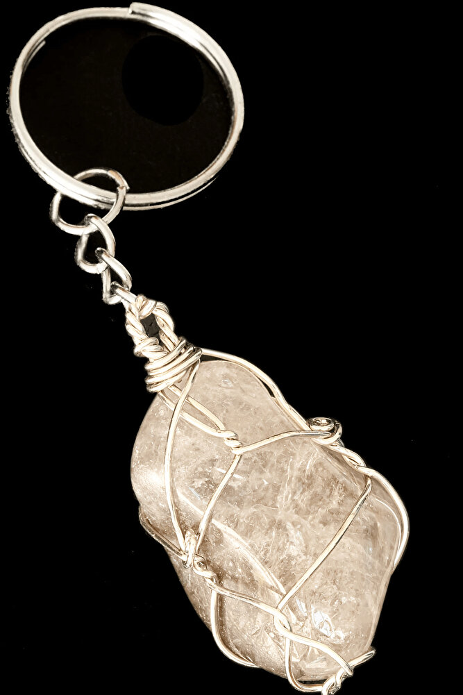 Sertifikalı Tel Sargılı Rutil Kuvars Taşı Anahtarlık