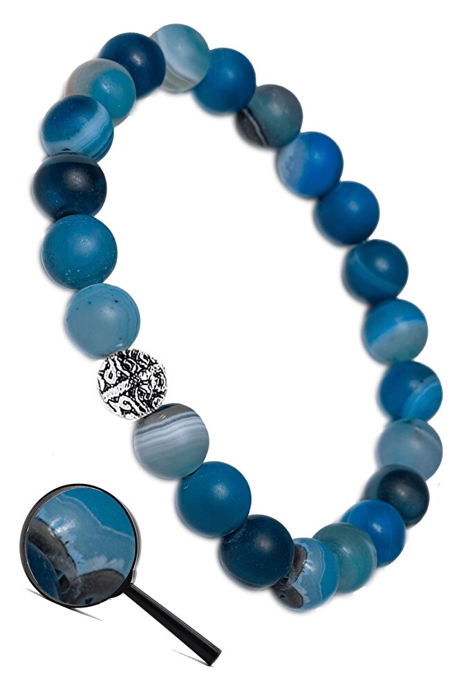 Sertifikalı Aaa Ham Işlenmemiş Mavi Akik Taşı Bileklik