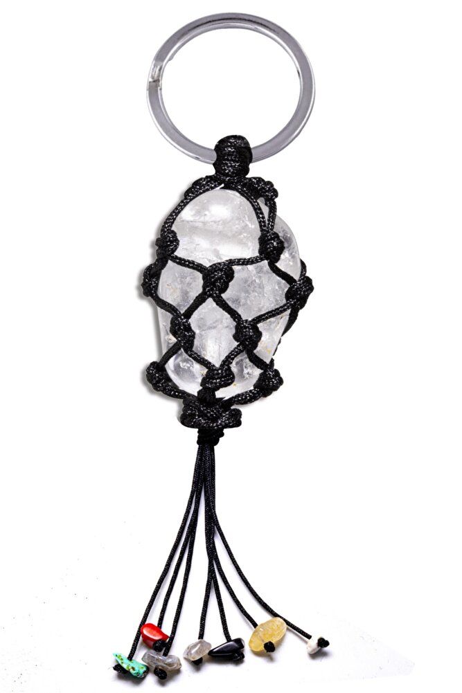 Sertifikalı Kristal Kuvars Taşı Doğal Taş Anahtarlık