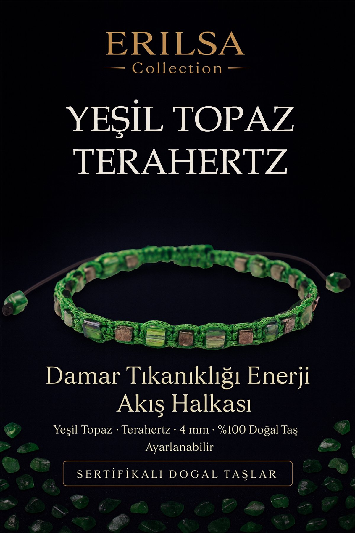 Sertifikalı Kandaki Oksijeni Artırıcı Frekans Bilekliği – Aura Hematit ve Terahertz Doğal Taş 4 mm