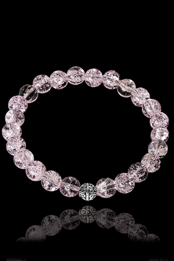 Sertifikalı Açık Pembe Necef Taşı Bileklik - Gümüş Aparatlı