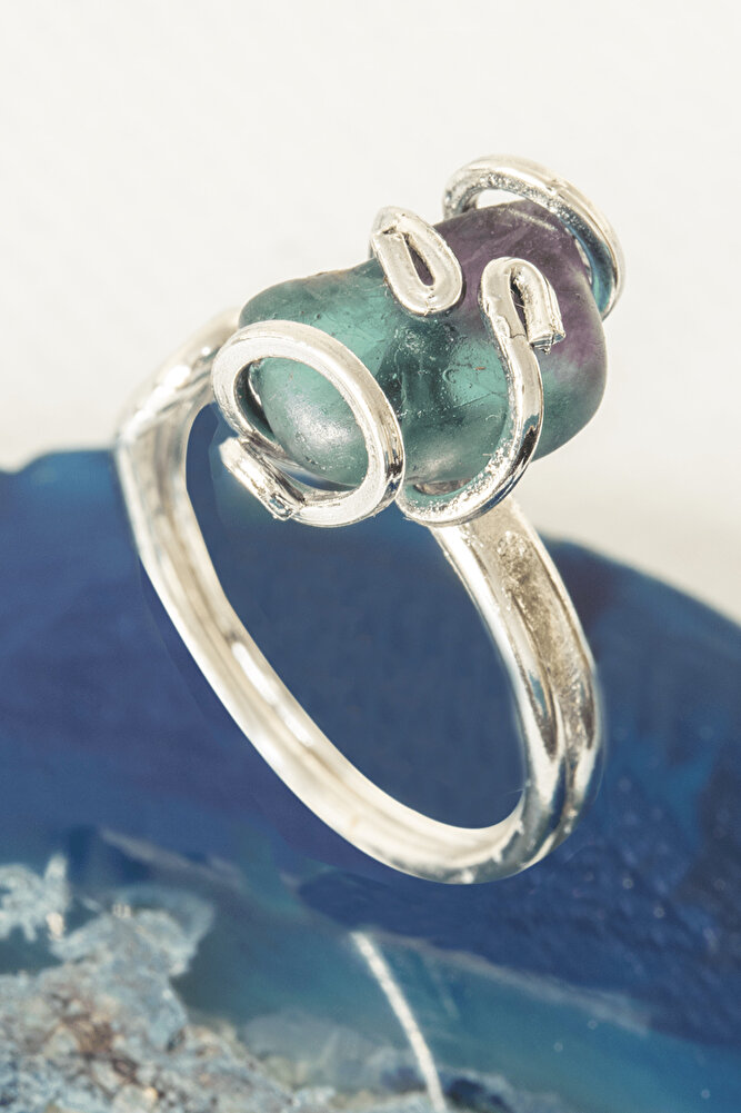 Sertifikalı Gümüş Rokoko Model Florit Taşı Yüzük - Ayarlamalı