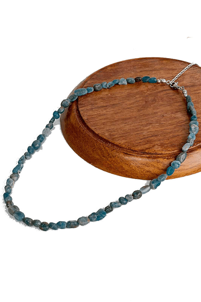 Sertifikalı Amorf Kesim Apatit Taşı Kadın Kolyesi - 1.kalite