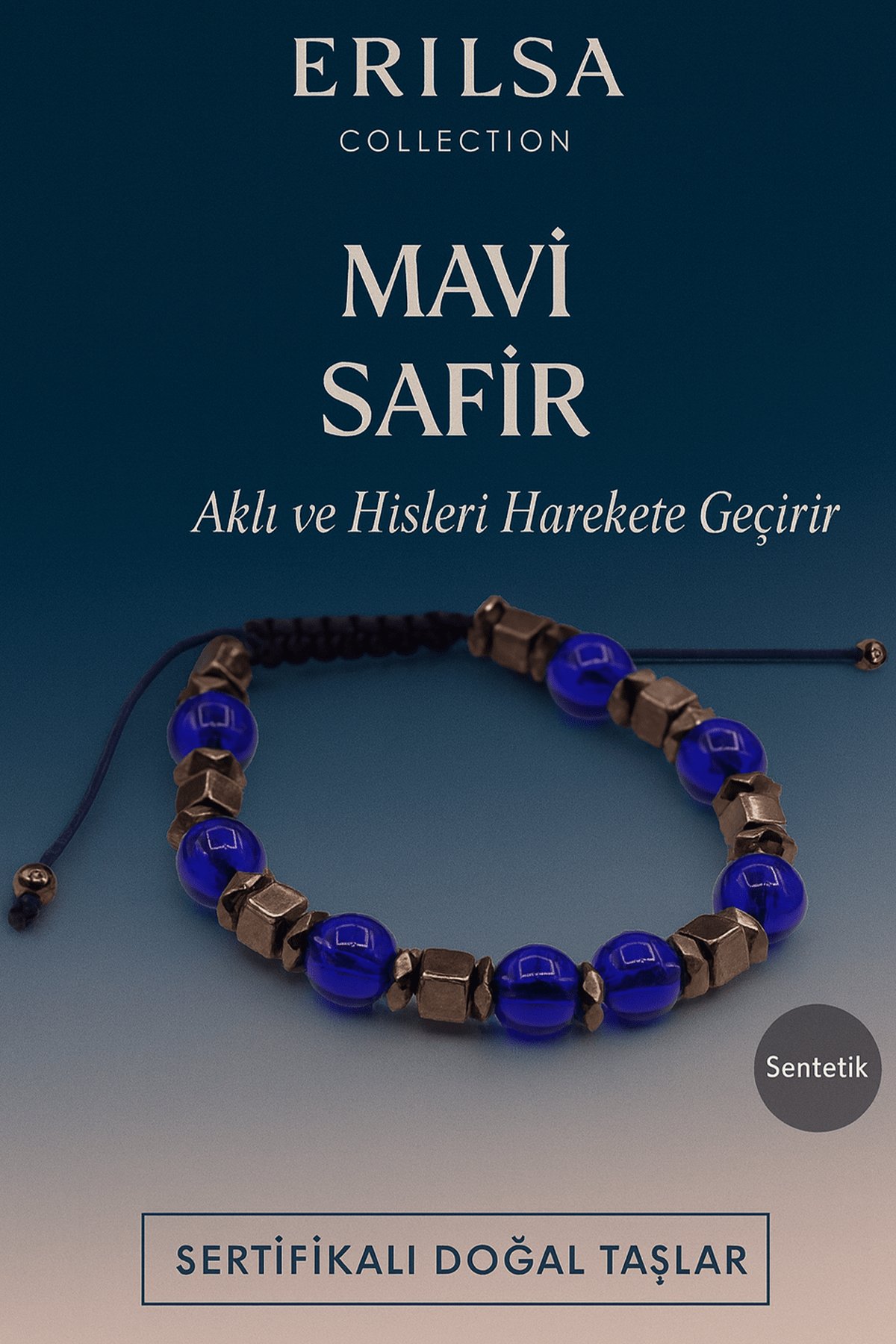 Sertifikalı Sentetik Mavi Safir Taşı Bileklik – Aklı ve Hisleri Canlandıran Şık Takı