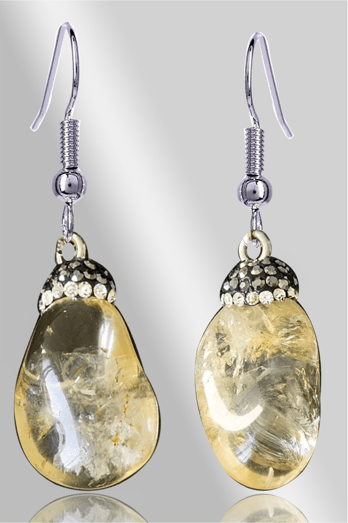 Sertifikalı Zirkon Taşlı Model Sitrin Taşı Doğal Taş Küpe