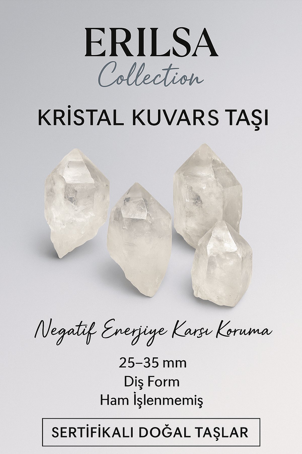 Sertifikalı Ham İşlenmemiş Doğal Kristal Kuvars Taşı Kütle Parça 25-30 mm – Saf Enerji Taşı