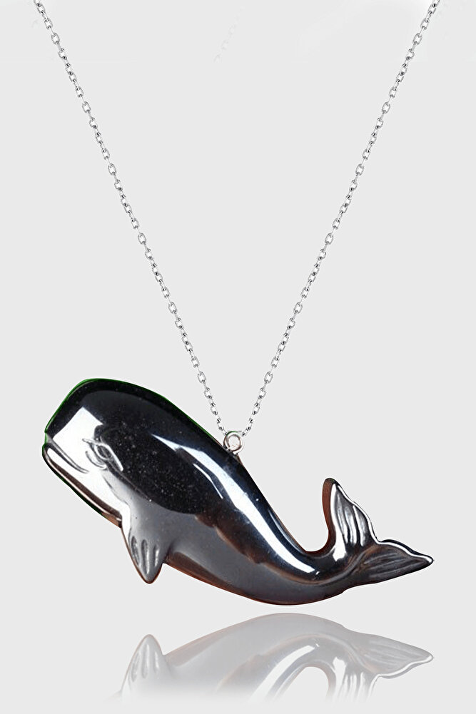 Sertifikalı AAA+ Yunus Model Doğal Taş Hematit Taşı Kolye