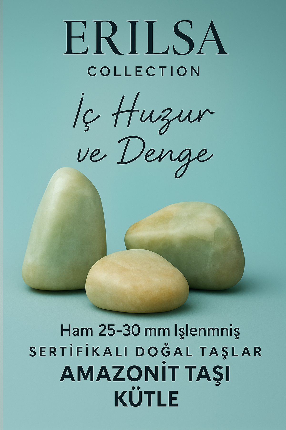 Sertifikalı Amazonit Taşı Kütle 20-30 mm – İç Huzur ve Dengeyi Destekleyen Doğal El Taşı