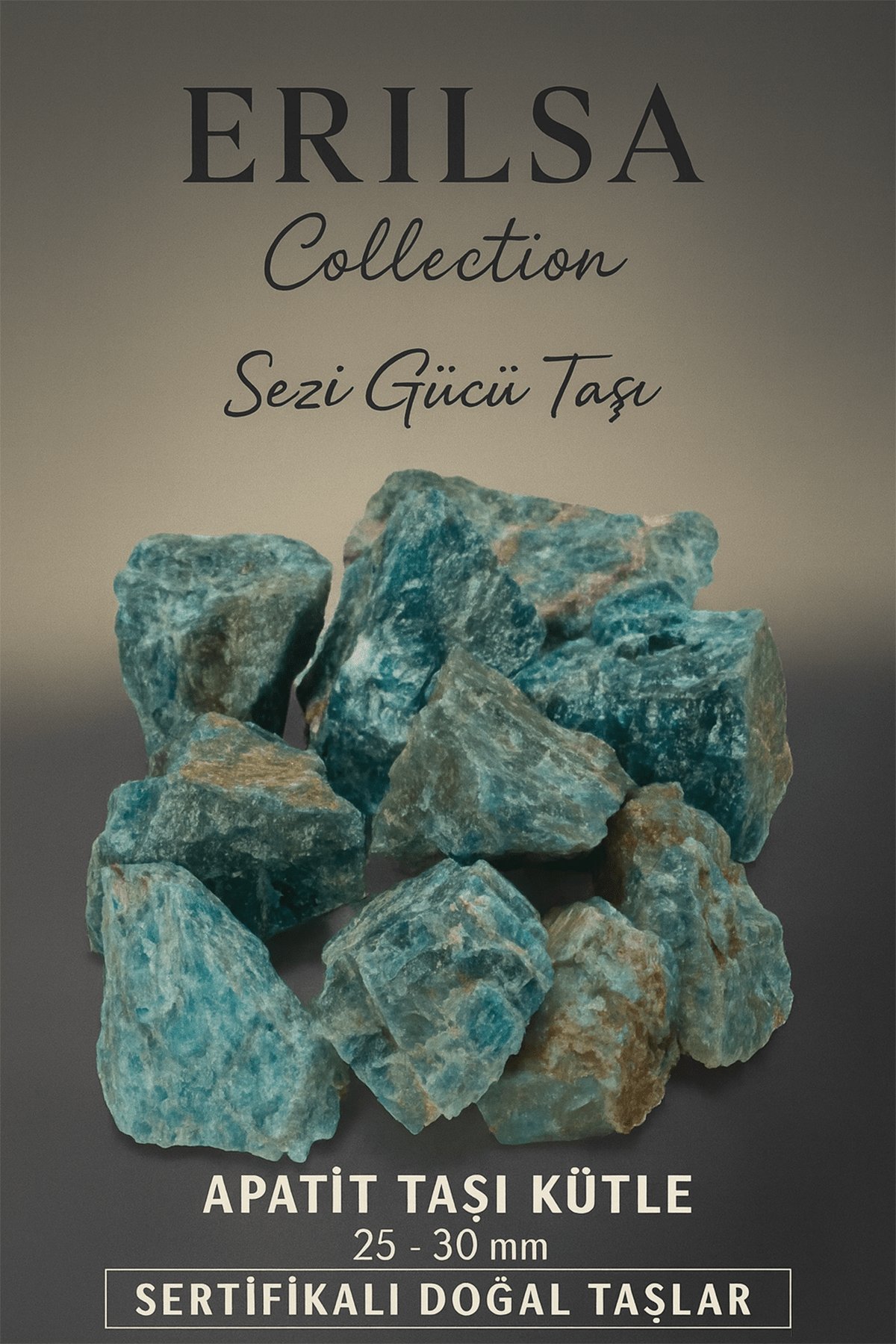 Sertifikalı Apatit Taşı Kütle 25–30 mm Ham Doğal – Sezi Gücü ve Ruhsal Farkındalık Taşı