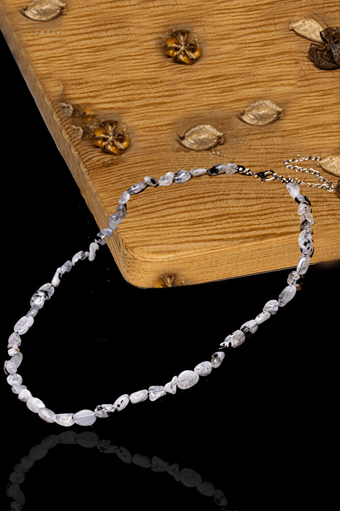 Sertifikalı Amorf Kesim Ay Taşı Kadın Kolyesi - 1.kalite