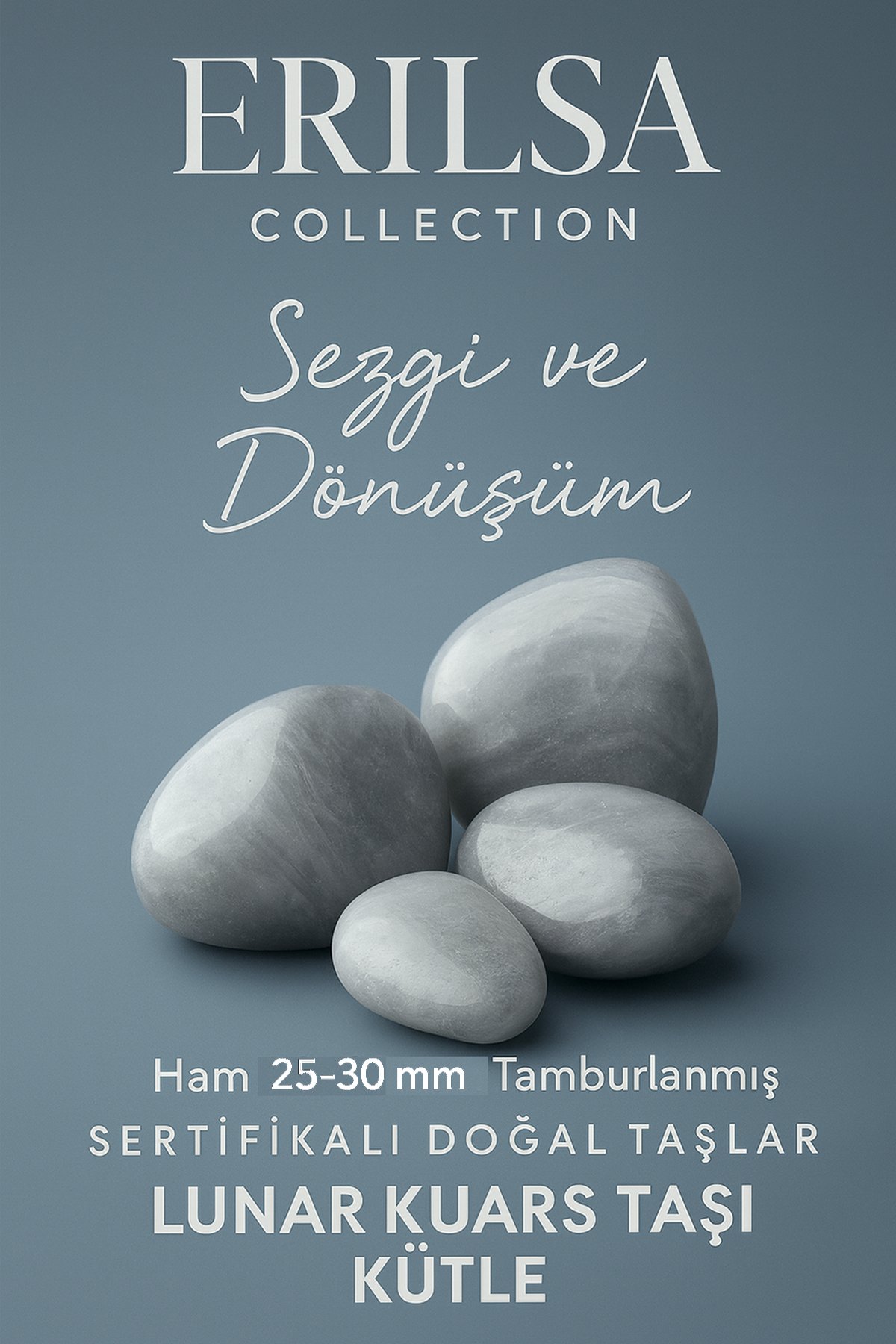 Sertifikalı Doğal Ay Taşı Kuvars Kütle – Sezgi ve Dönüşüm El Taşı (Lunar Quartz)