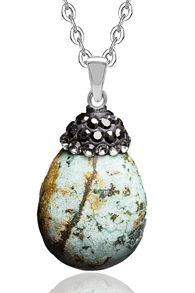 Sertifikalı Zirkon Taşlı Firuze Taşı Kolye (iran)