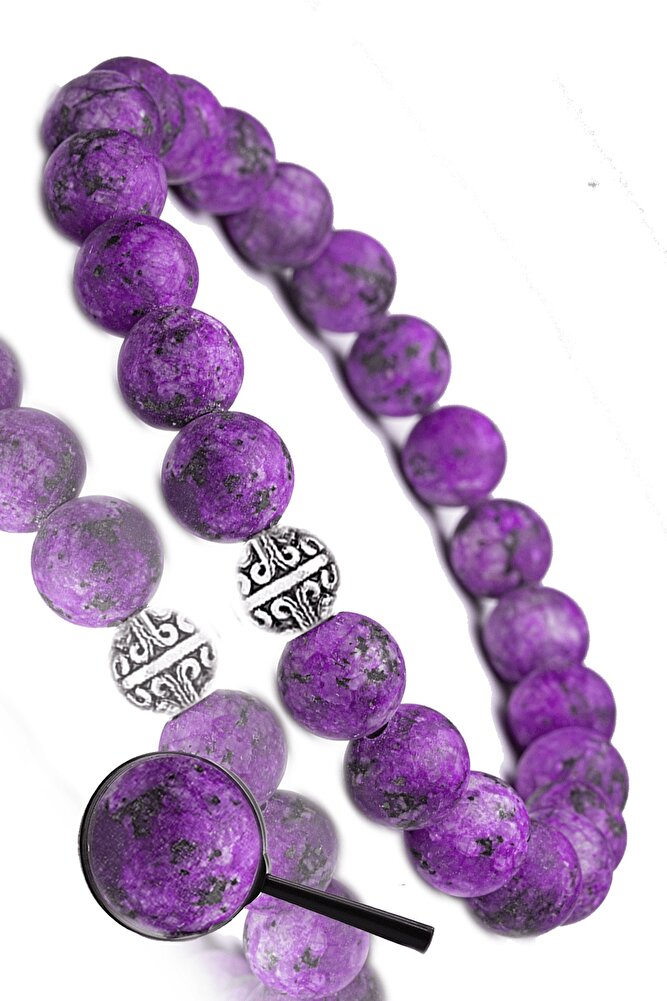 Sertifikalı Ham Işlenmemiş Ispirto Mor Kuvars Taşı Bileklik - 1.kalite