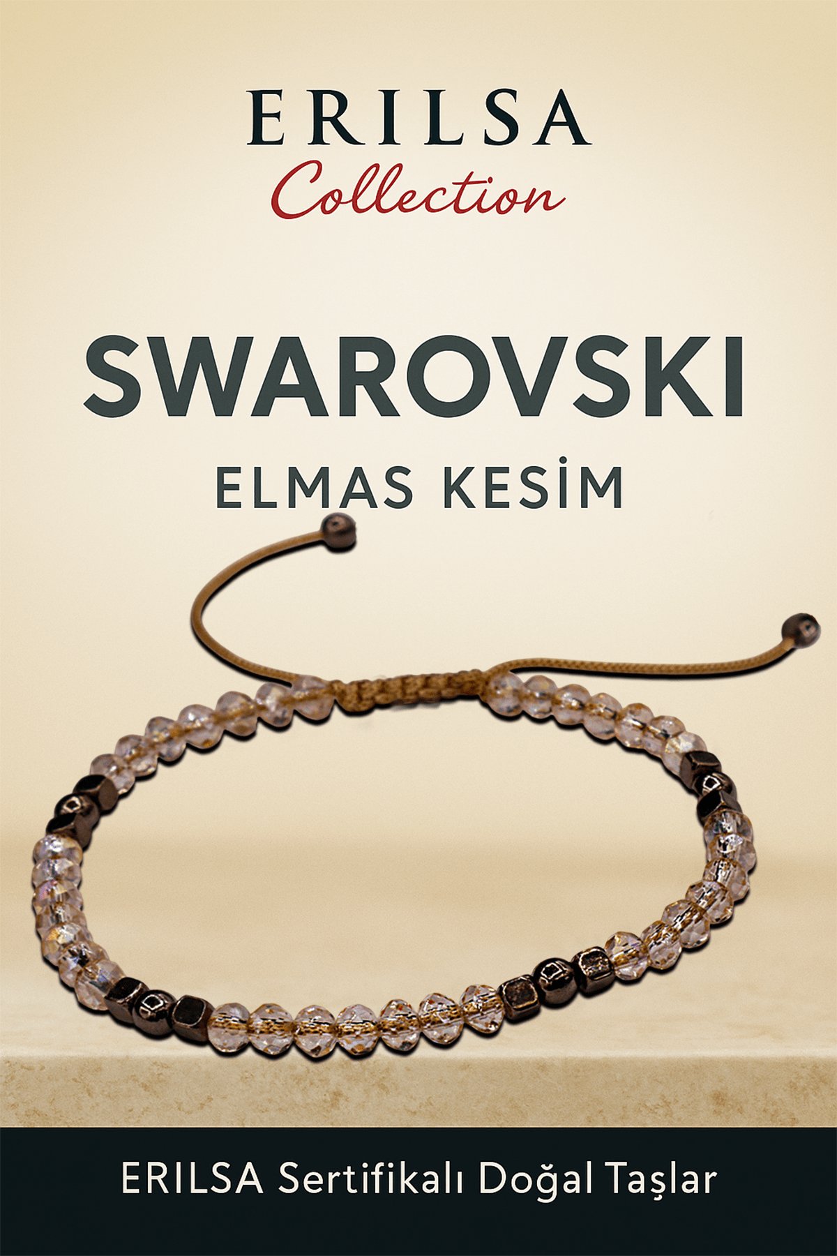 Sertifikalı Fasetli Terahertz Swarovski Taşı Bileklik İnce Model – Zarif ve Işıltılı Tasarım