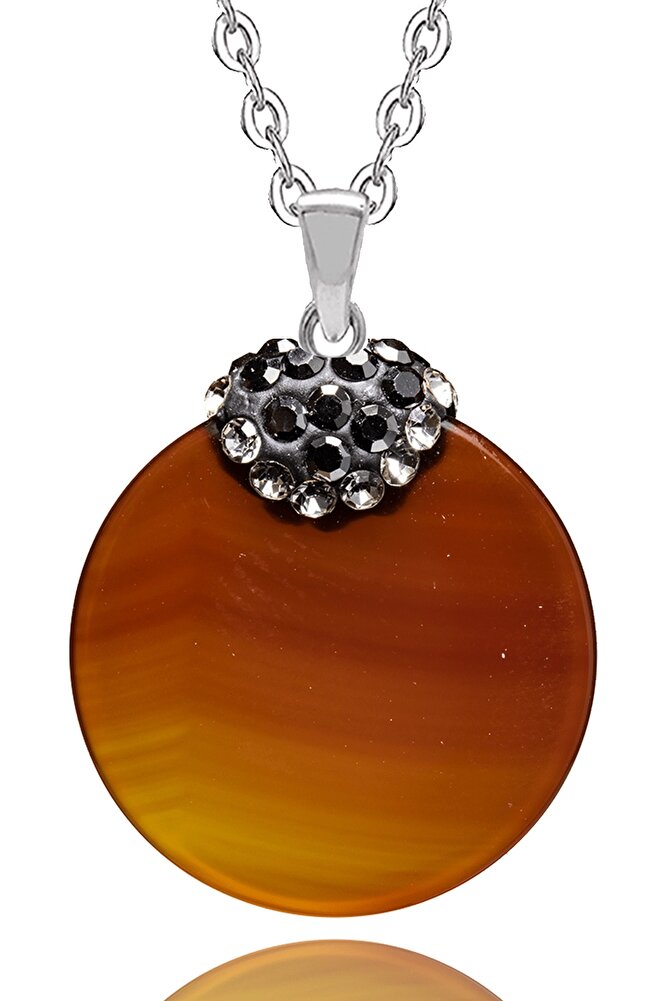 Sertifikalı Zirkon Işlemeli Yemen Akik Taşı Kolye