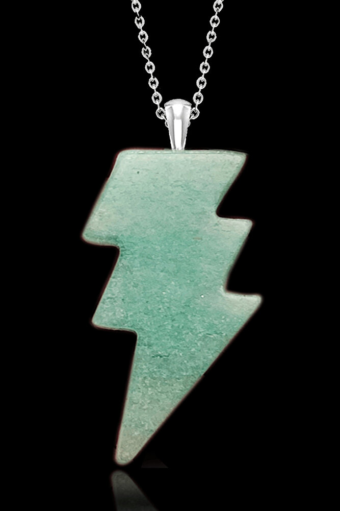 Sertifikalı Şimşek Model Aventurin Taşı Kolye - Aaa+ Kalite