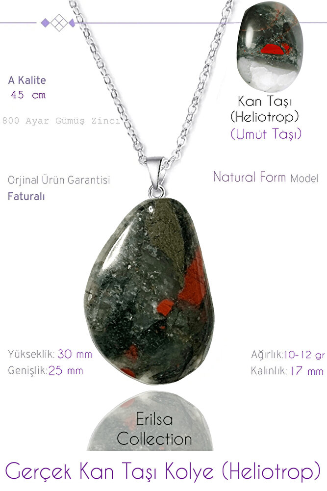 Sertifikalı Tımbıl Model Gerçek Kan Taşı Kolye