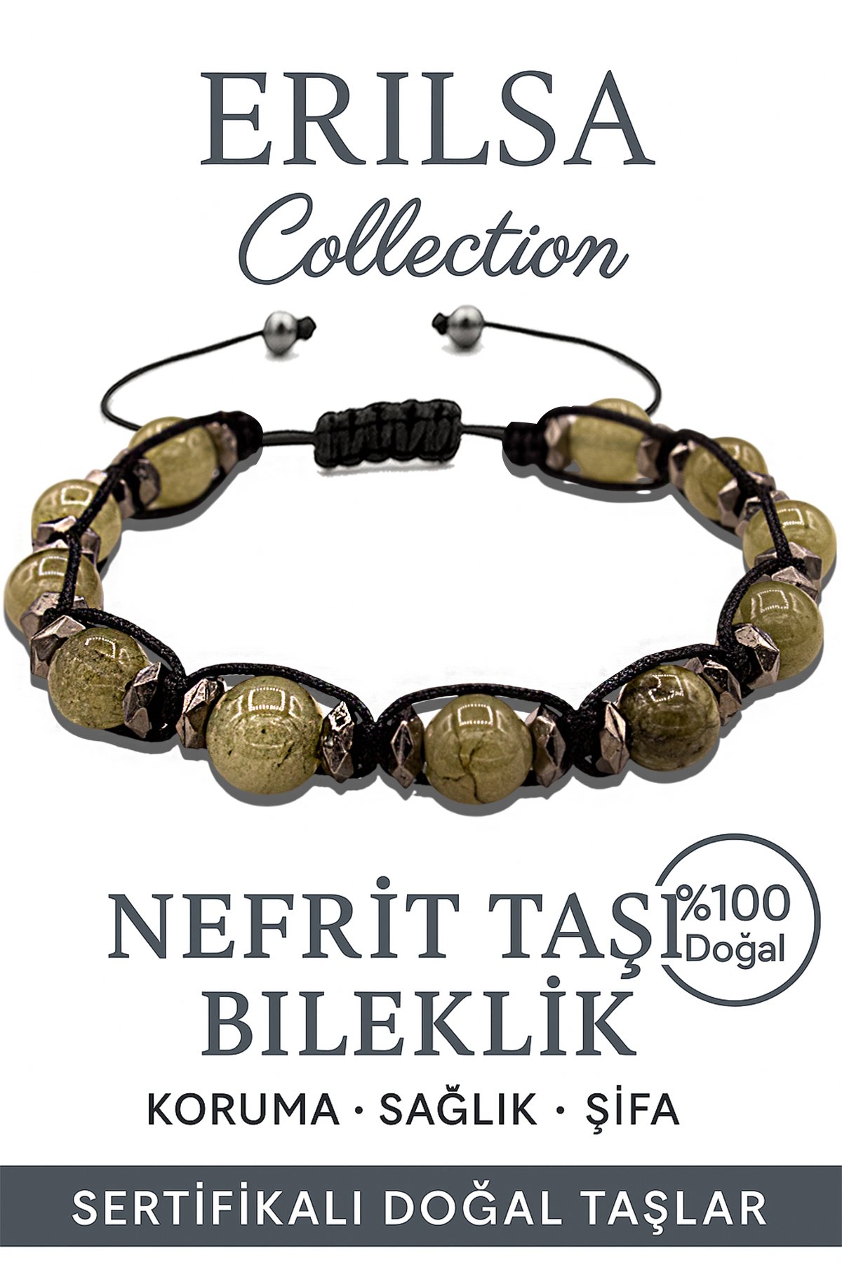 Sertifikalı Terahertz – Nefrit Jade Taşı Bileklik – Enerji Denge ve Koruma