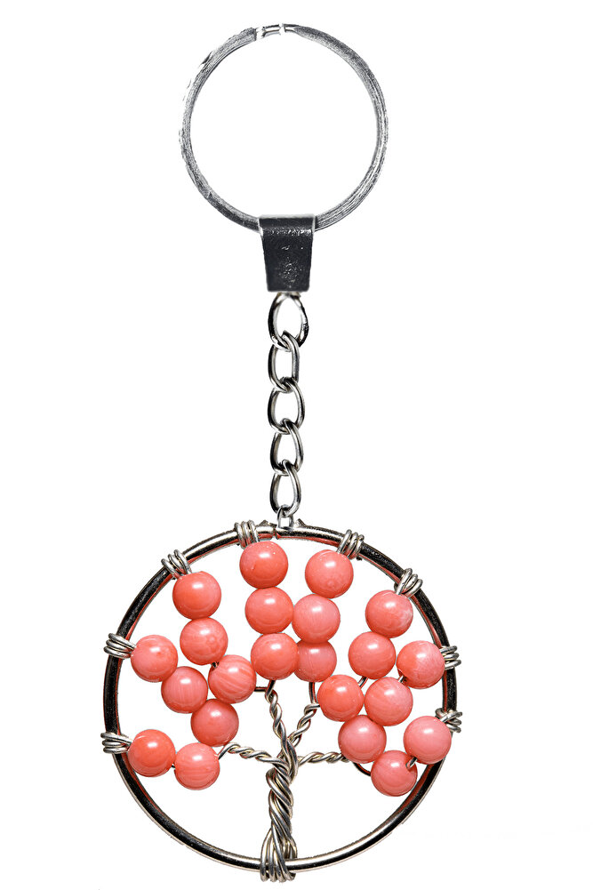 Sertifikalı Yakut Taşı Hayat Ağacı Doğal Taş Anahtarlık