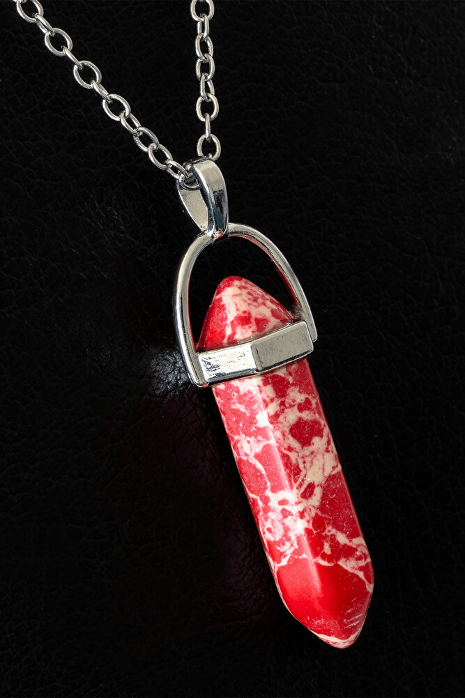 Sertifikalı Çivi Model Kırmızı Varisit Taşı Kolye