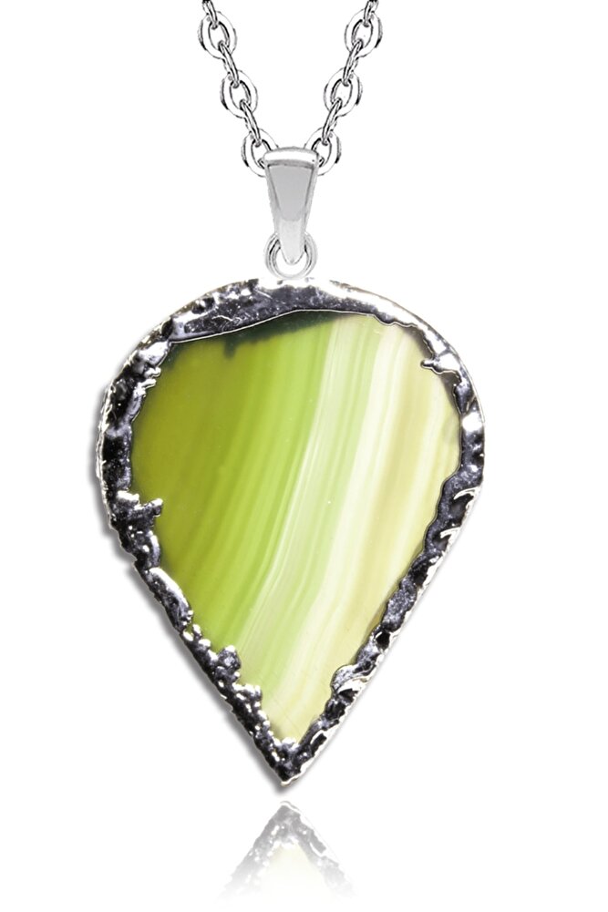 Sertifikalı Doğal Yeşil Akik Taşı Kolye