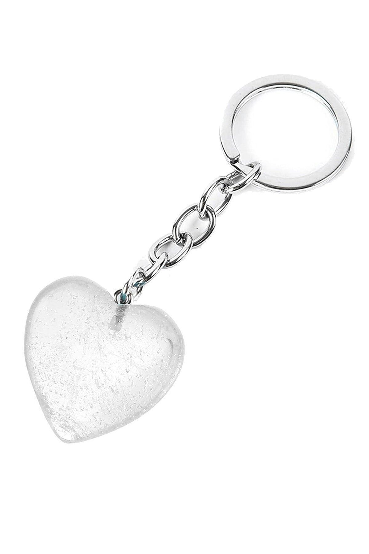 Sertifikalı Kristal Kuvars Doğal Taş Anahtarlık Şeffaf