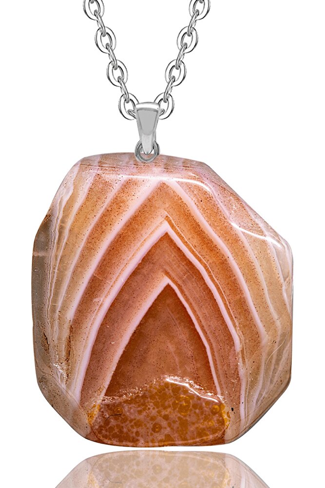 Sertifikalı Orijinal Damarlı Doğal Kırmızı Akik Taşı Kolye