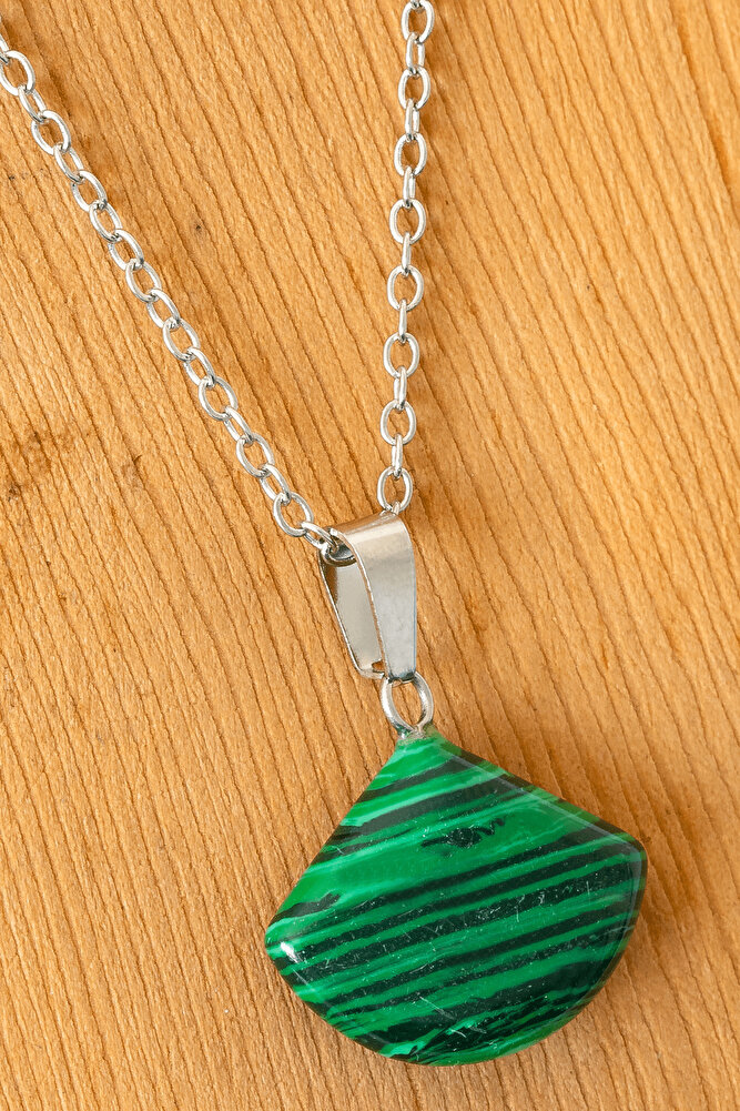 Sertifikalı Oval Model Malahit (MALAKİT) Taşı Kolye