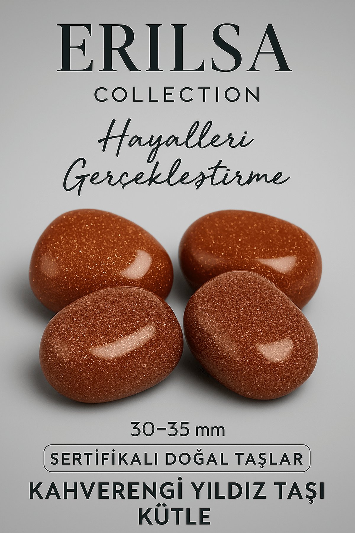 Sertifikalı Ham Tamburlanmış Kahverengi Yıldız Taşı Kütle Parça (30-35 mm) – Doğal Taş