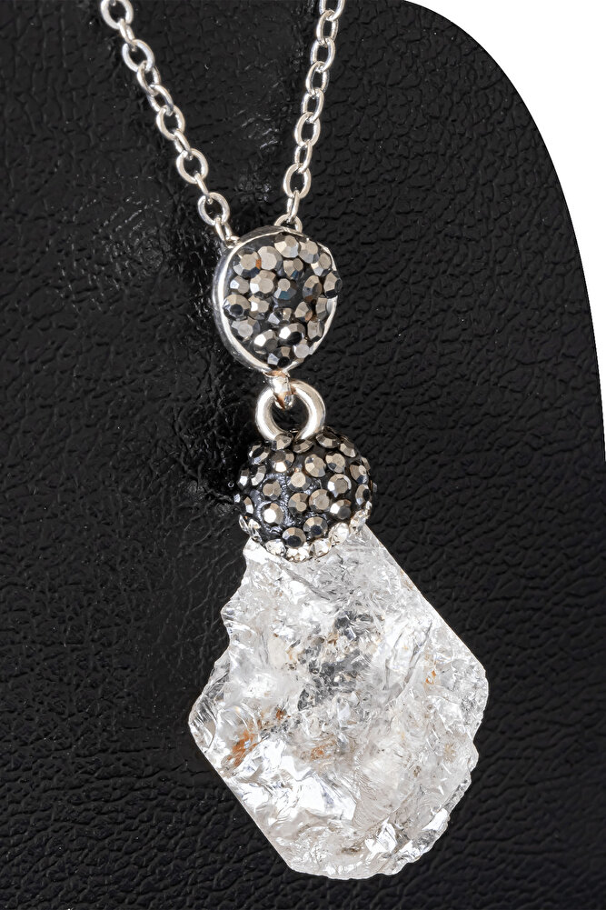 Sertifikalı Zirkon Taşlı Model Kristal Kuvars Taşı Kolye (Ham İşlenmemiş)